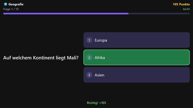Quiz-Arena – zehn Fragen, schneller sein bringt Punkte